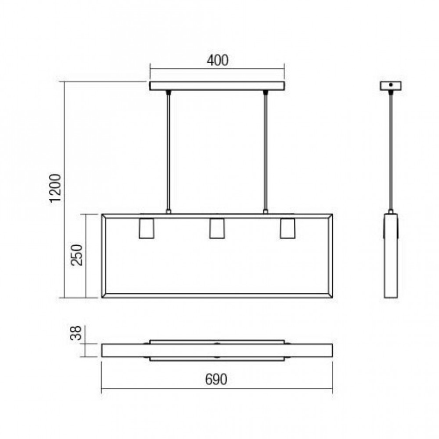 Redo 01-1665 - Candelabro suspenso TIMBER 3xE27/42W/230V faia