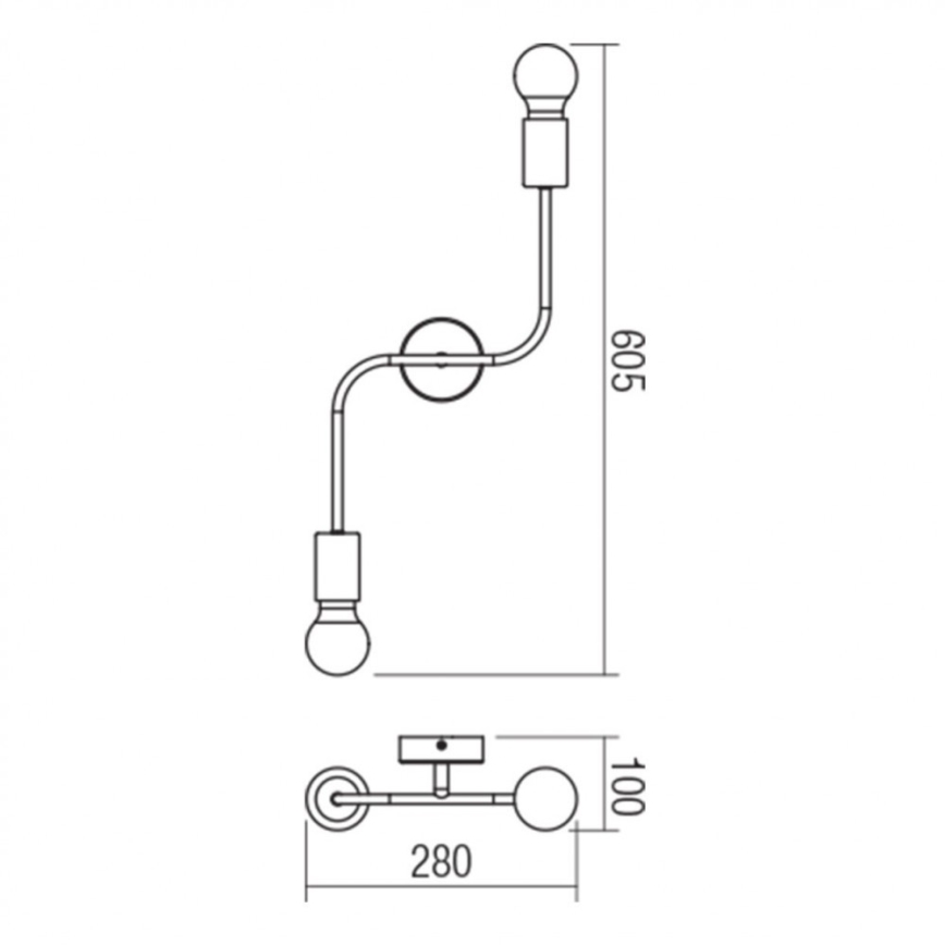 Redo 01-1668 - Luz de teto YAK 2xE27/42W/230V