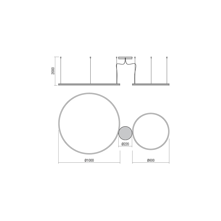 Redo 01-1721 - Candelabro num fio LED ORBIT LED/42W + LED/66W/230V