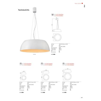 Redo 01-1732 - Candelabro suspenso LED BLAIR LED/55W/230V 3000K branco