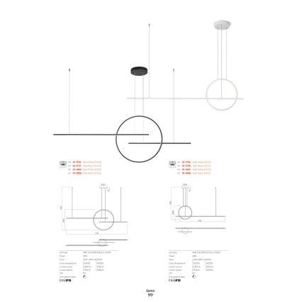 Redo 01-1734 - Candelabro suspenso LED com regulação GIOTTO LED/46W/230V branco