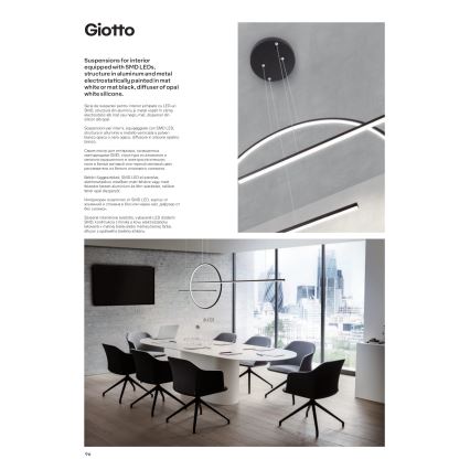 Redo 01-1735 - Candelabro suspenso LED com regulação GIOTTO LED/46W/230V preto