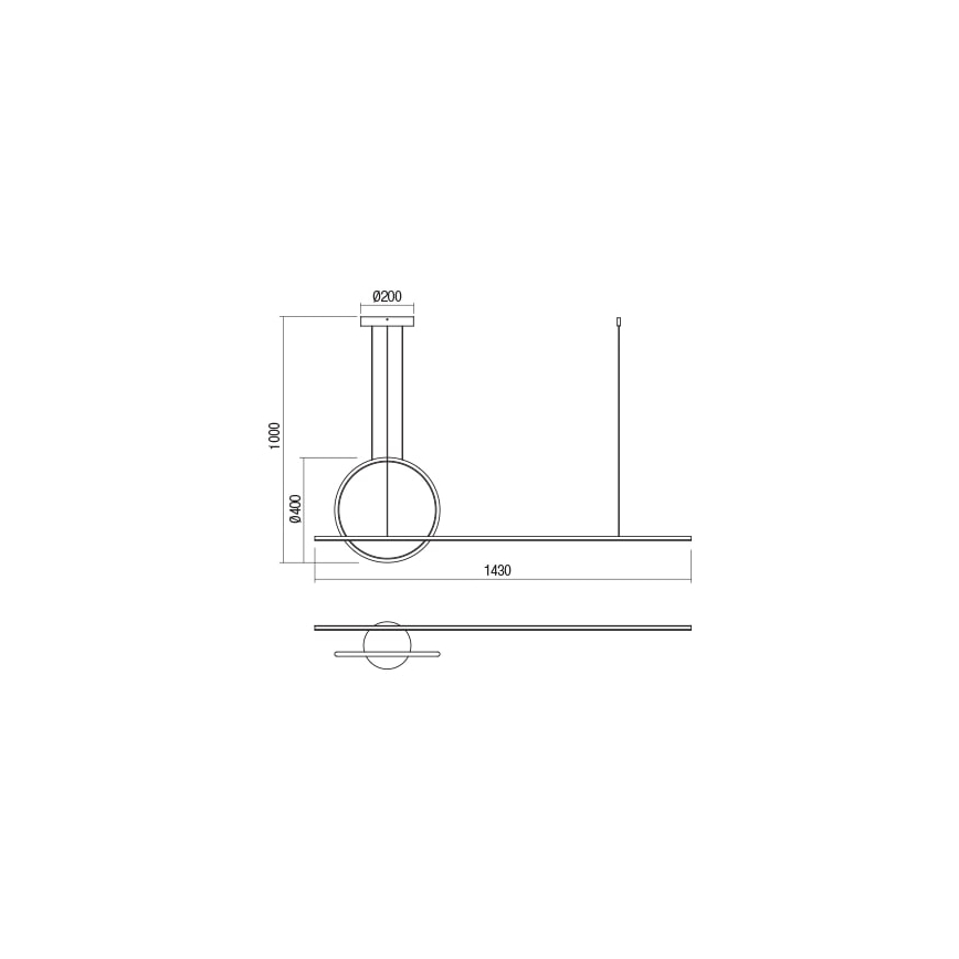 Redo 01-1735 - Candelabro suspenso LED com regulação GIOTTO LED/46W/230V preto