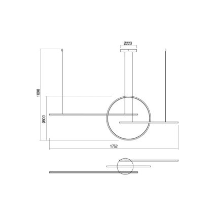 Redo 01-1737 - Candelabro suspenso LED com regulação GIOTTO LED/56W/230V preto