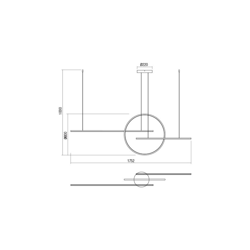 Redo 01-1737 - Candelabro suspenso LED com regulação GIOTTO LED/56W/230V preto