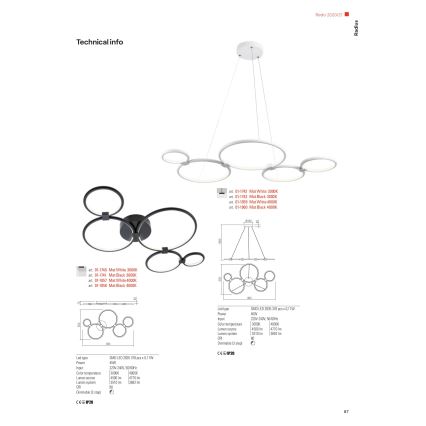 Redo 01-1742 - Candelabro num fio LED RADIUS LED/45W/230V