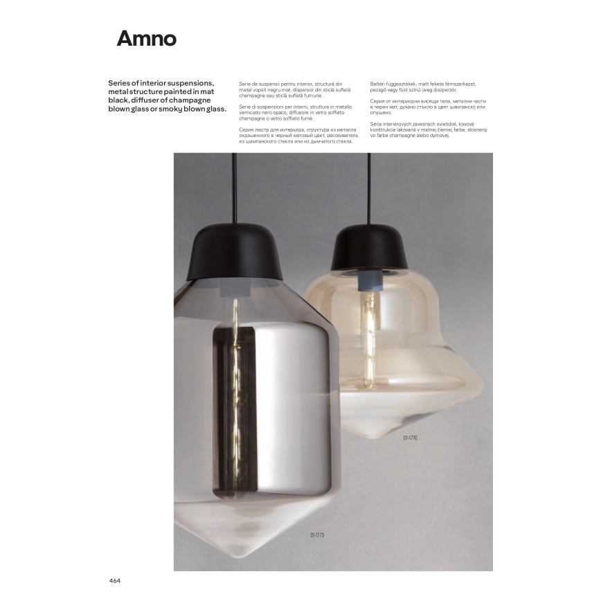 Redo 01-1773 - Candeeiro suspenso AMNO 1x/E27/42W/230V diâmetro 26 cm cinzento