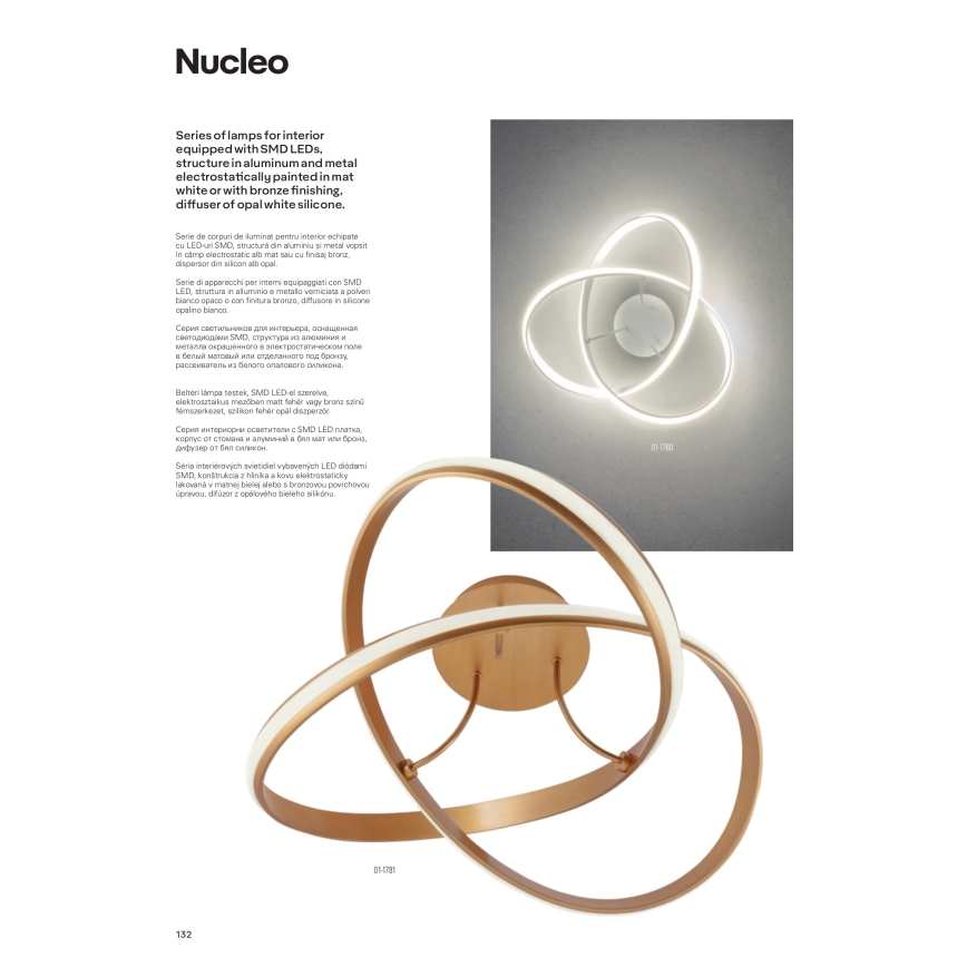 Redo 01-1784 - Candelabro suspenso LED com regulação NUCLEO LED/55W/230V branco