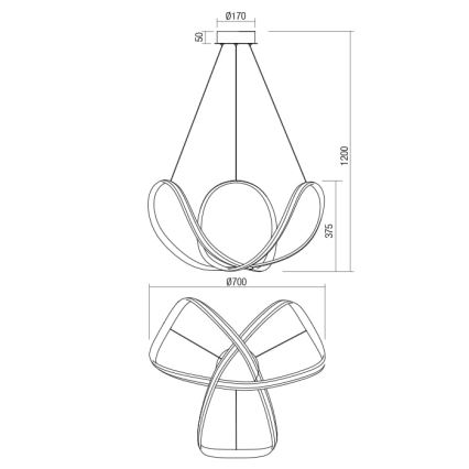 Redo 01-1784 - Candelabro suspenso LED com regulação NUCLEO LED/55W/230V branco