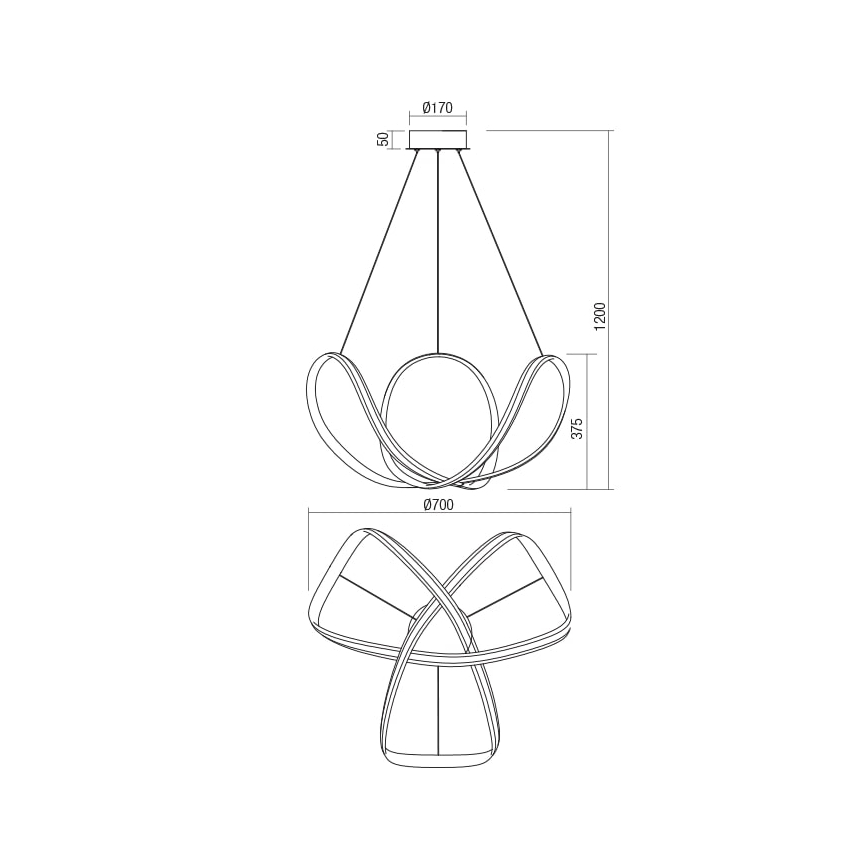 Redo 01-1784 - Candelabro suspenso LED com regulação NUCLEO LED/55W/230V branco
