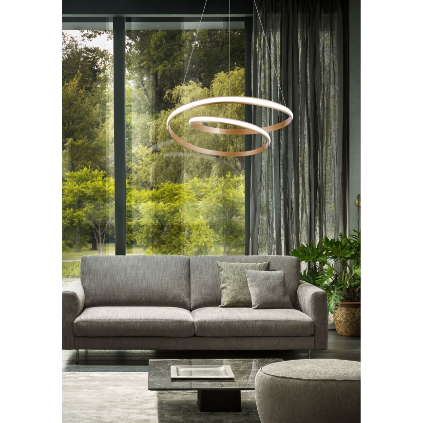 Redo 01-1794 - Candelabro suspenso LED com regulação TORSION LED/29W/230V diâmetro 55 cm bronze