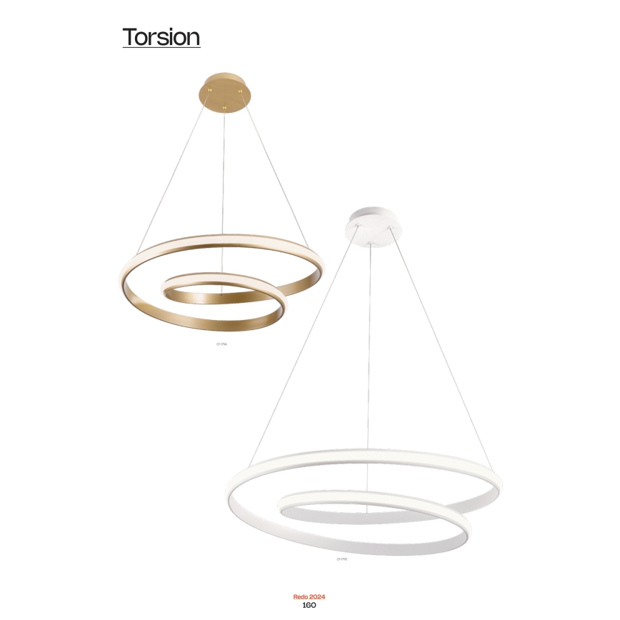 Redo 01-1794 - Candelabro suspenso LED com regulação TORSION LED/29W/230V diâmetro 55 cm bronze