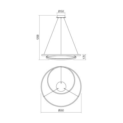 Redo 01-1794 - Candelabro suspenso LED com regulação TORSION LED/29W/230V diâmetro 55 cm bronze