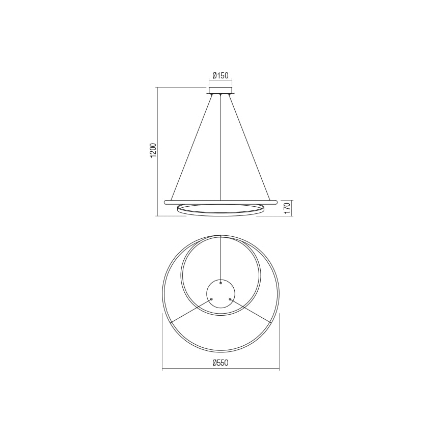 Redo 01-1794 - Candelabro suspenso LED com regulação TORSION LED/29W/230V diâmetro 55 cm bronze