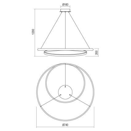 Redo 01-1795 - Candelabro suspenso LED com regulação TORSION LED/40W/230V diâmetro 74 cm branco