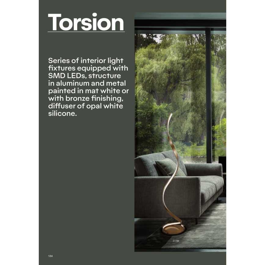 Redo 01-1798 - Candeeiro de pé LED regulável TORSION LED/24W/230V 3000K bronze