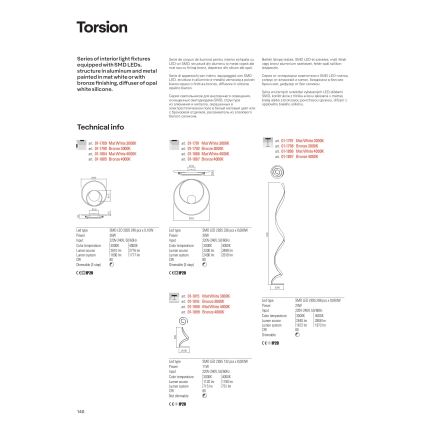 Redo 01-1798 - Candeeiro de pé LED regulável TORSION LED/24W/230V 3000K bronze