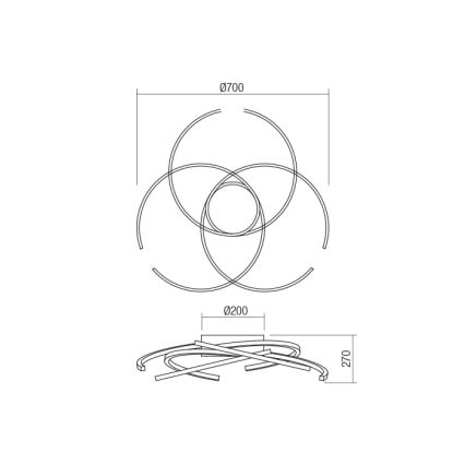 Redo 01-1801 - Iluminação de teto LED com regulação ALIEN LED/60W/230V 3000K diâmetro 70 cm branco
