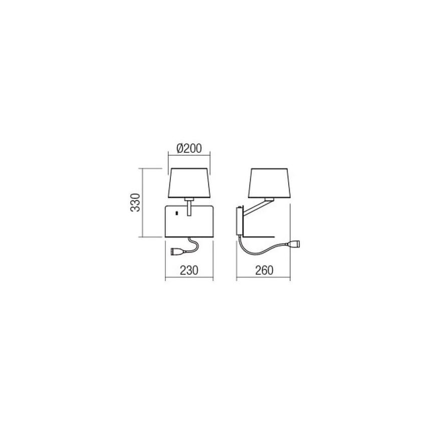 Redo 01-1807 - Iluminação de parede LED com uma pequena lâmpada flexível TOMO 1xE27/42W/230V + LED/3W/230V branco
