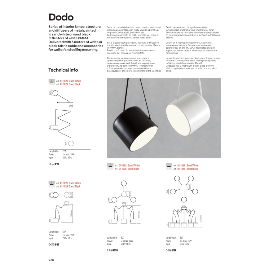 Redo 01-1826 - Candeeiro suspenso DODO 3xE27/15W/230V aranha