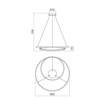 Redo 01-1889 - Lustre LED dimerizável suspenso por cabo TORSION LED/29W/230V 4000K Ø 55 cm bronze