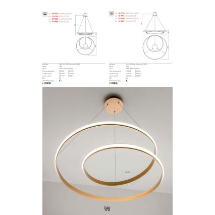 Redo 01-1891 - LUSTRE LED REGULÁVEL SUSPENSO POR CABO TORSION LED/35W/230V 4000K Ø 75 cm bronze