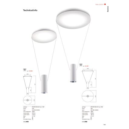 Redo 01-1970 - Candeeiro suspenso LED com regulação ESSENCE LED/24W/230V CRI 90 3000K branco