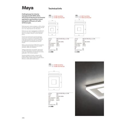 Redo 01-1998 - Luminária de teto LED dimerizável MAYA LED/42W/230V 42,5x42,5 cm dourada