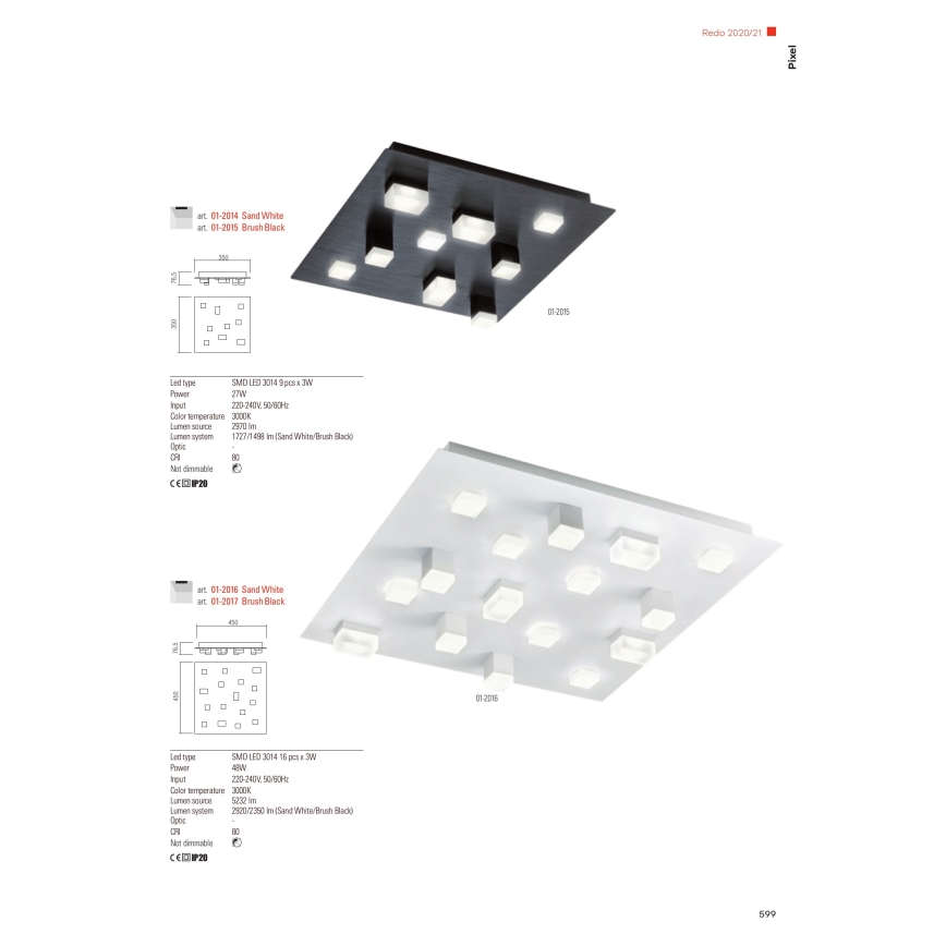 Redo 01-2014 - Iluminação de teto LED PIXEL LED/27W/230V 3000K 35x35 cm branco