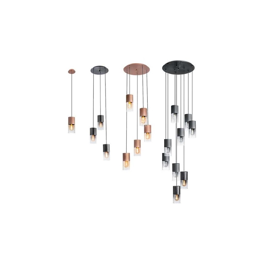 Redo 01-2027 - Candelabro suspenso IWI 9xE27/42W/230V preto