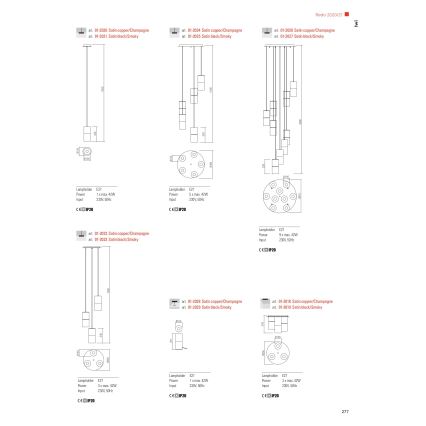 Redo 01-2027 - Candelabro suspenso IWI 9xE27/42W/230V preto