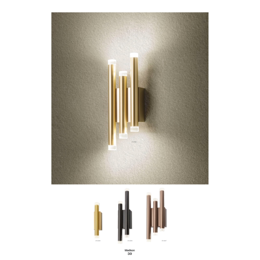 Redo 01-2033 - Iluminação de parede LED MADISON 4xLED/4W/230V dourada