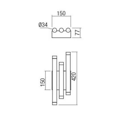 Redo 01-2038 - Iluminação de parede LED MADISON 6xLED/4W/230V preto