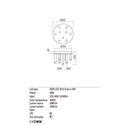 Redo 01-2040 - Iluminação de teto LED MADISON 9xLED/4W/230V cobre