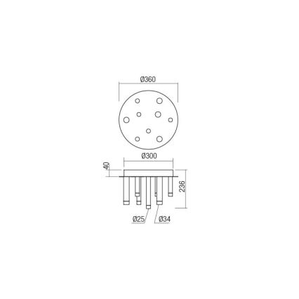 Redo 01-2040 - Iluminação de teto LED MADISON 9xLED/4W/230V cobre