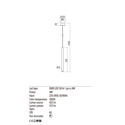 Redo 01-2043 - Candelabro suspenso LED MADISON LED/4W/230V dourada