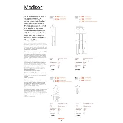 Redo 01-2044 - Candelabro suspenso LED MADISON LED/4W/230V cobre