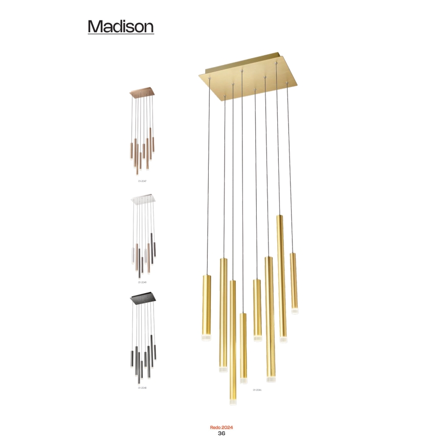 Redo 01-2047 - Candelabro suspenso LED MADISON 8xLED/4W/230V cobre