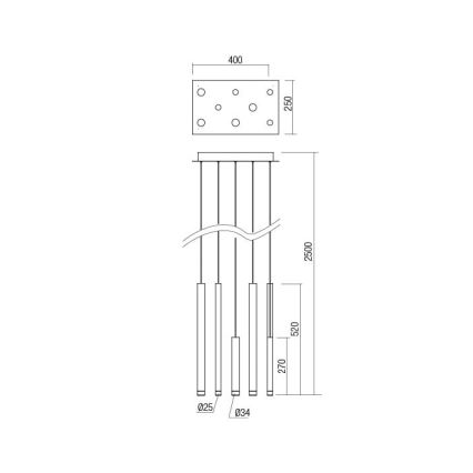 Redo 01-2047 - Candelabro suspenso LED MADISON 8xLED/4W/230V cobre