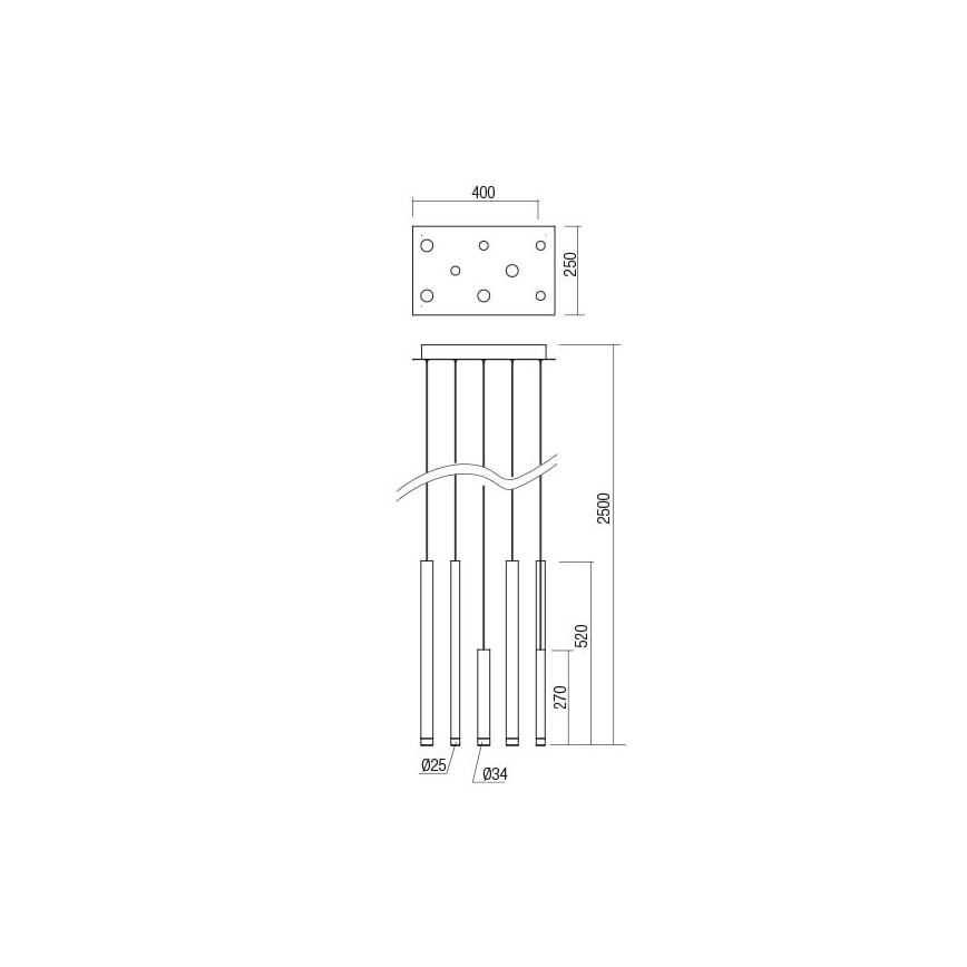 Redo 01-2047 - Candelabro suspenso LED MADISON 8xLED/4W/230V cobre