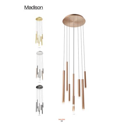 Redo 01-2050 - Candelabro suspenso LED MADISON 8xLED/4W/230V dourada