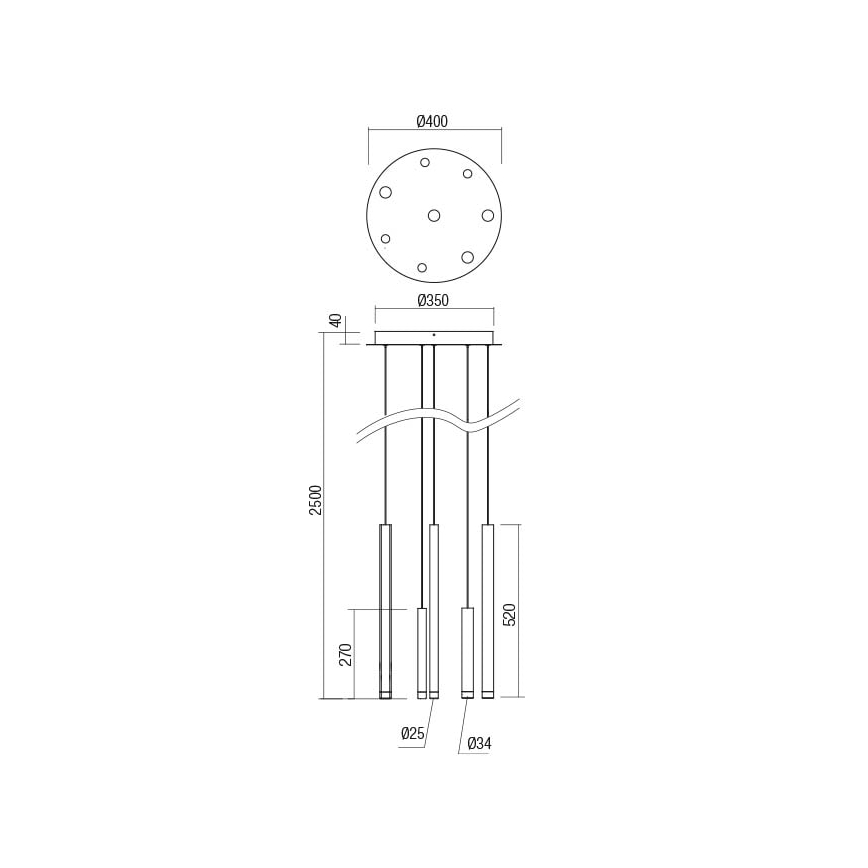 Redo 01-2050 - Candelabro suspenso LED MADISON 8xLED/4W/230V dourada