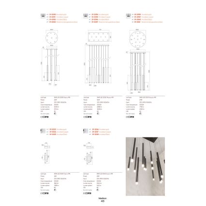 Redo 01-2054 - Candelabro suspenso LED MADISON 14xLED/4W/230V dourada