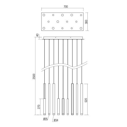 Redo 01-2056 - Candelabro suspenso LED MADISON 14xLED/4W/230V preto