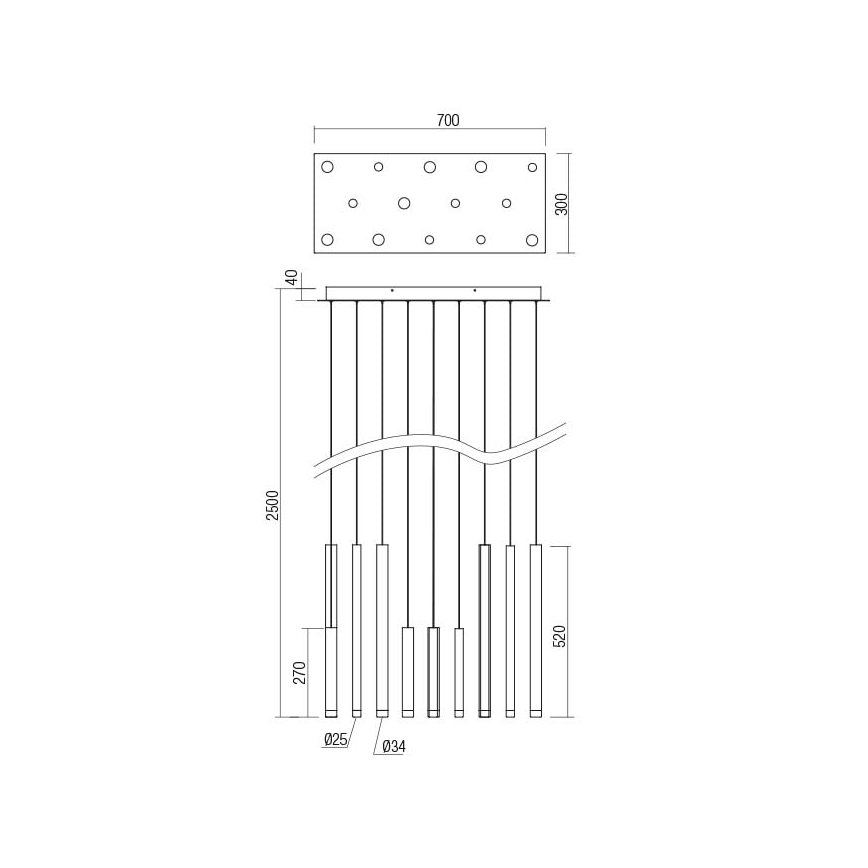 Redo 01-2057 - Candelabro suspenso LED MADISON 14xLED/4W/230V cromado brilhante/preto/cobre