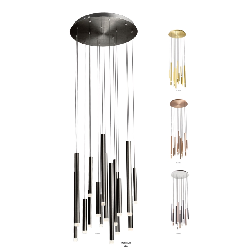 Redo 01-2059 - Candelabro suspenso LED MADISON 16xLED/4W/230V cobre