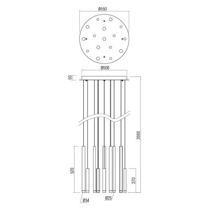 Redo 01-2059 - Candelabro suspenso LED MADISON 16xLED/4W/230V cobre