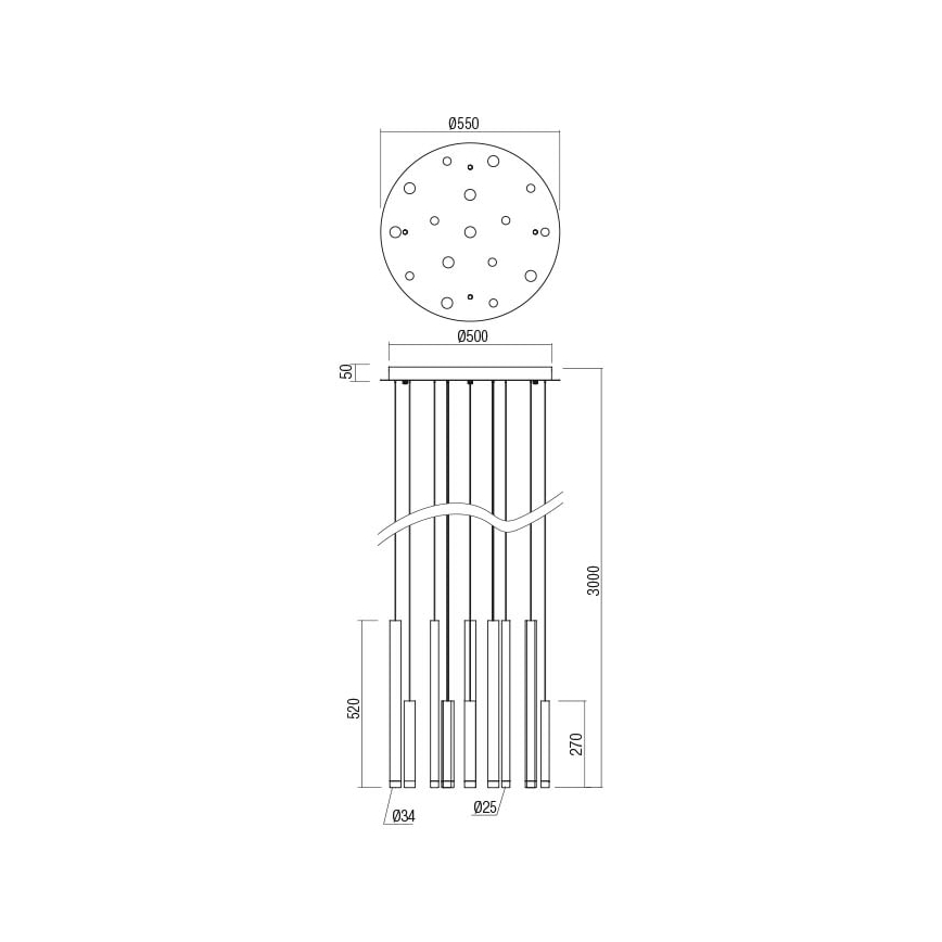 Redo 01-2059 - Candelabro suspenso LED MADISON 16xLED/4W/230V cobre