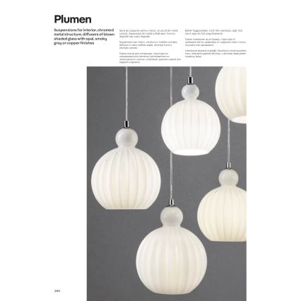 Redo 01-2063 - Candeeiro suspenso PLUMEN 1x/E14/40W/230V diâmetro 15 cm cinzento