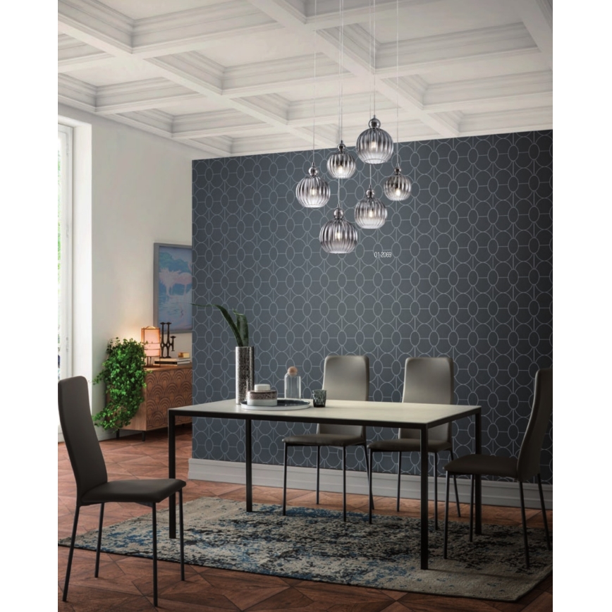 Redo 01-2069 - Candelabro suspenso PLUMEN 6xE14/42W/230V cinzento